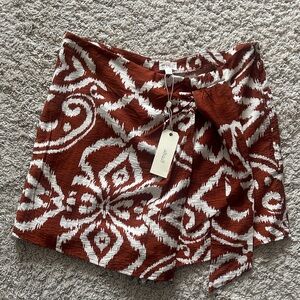 Greige Boho Chic Rust and White Ikat Skort Sz XL NWT